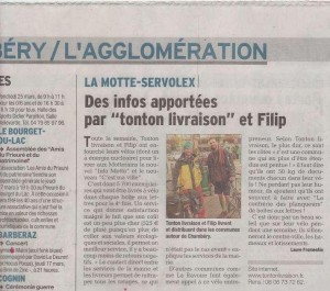 Tonton Livraison - Filip' - Dauphiné Libéré distribution journaux La Motte Servolex 16 mars 2016